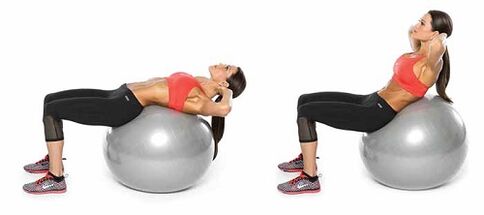 draaien op een fitball om af te vallen op de buik en zijkanten